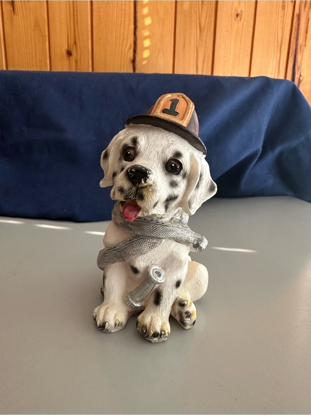 Resin Firefighter Puppy Figurine - White